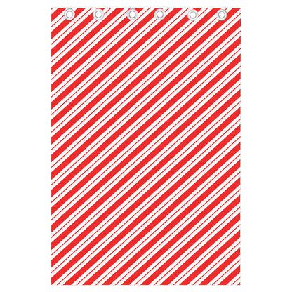 Red And White Candy Cane Stripes Print Curtain