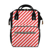 Red And White Candy Cane Stripes Print Diaper Bag