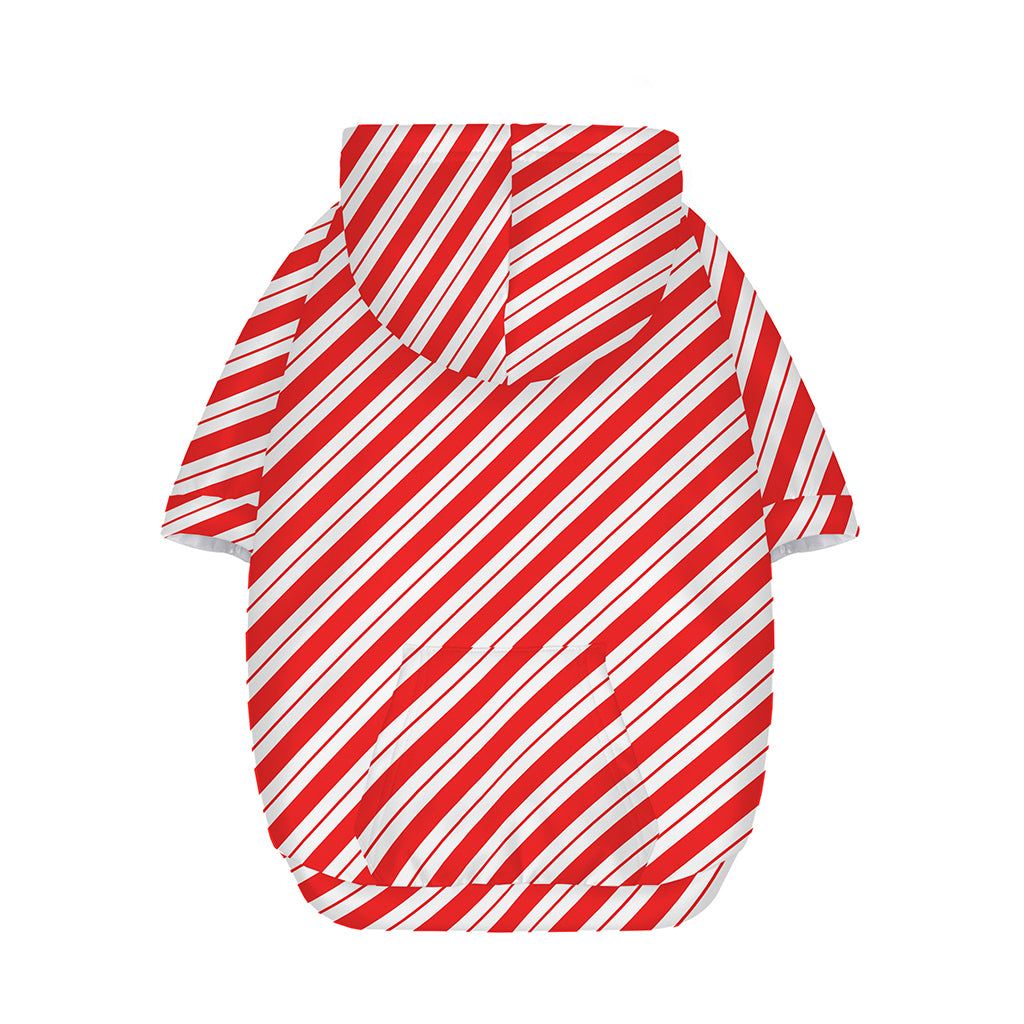 Red And White Candy Cane Stripes Print Dog Zip Up Hoodie