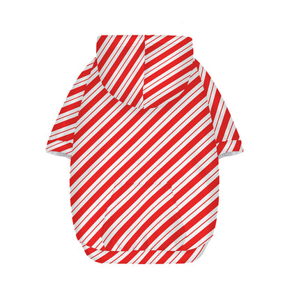 Red And White Candy Cane Stripes Print Dog Zip Up Hoodie