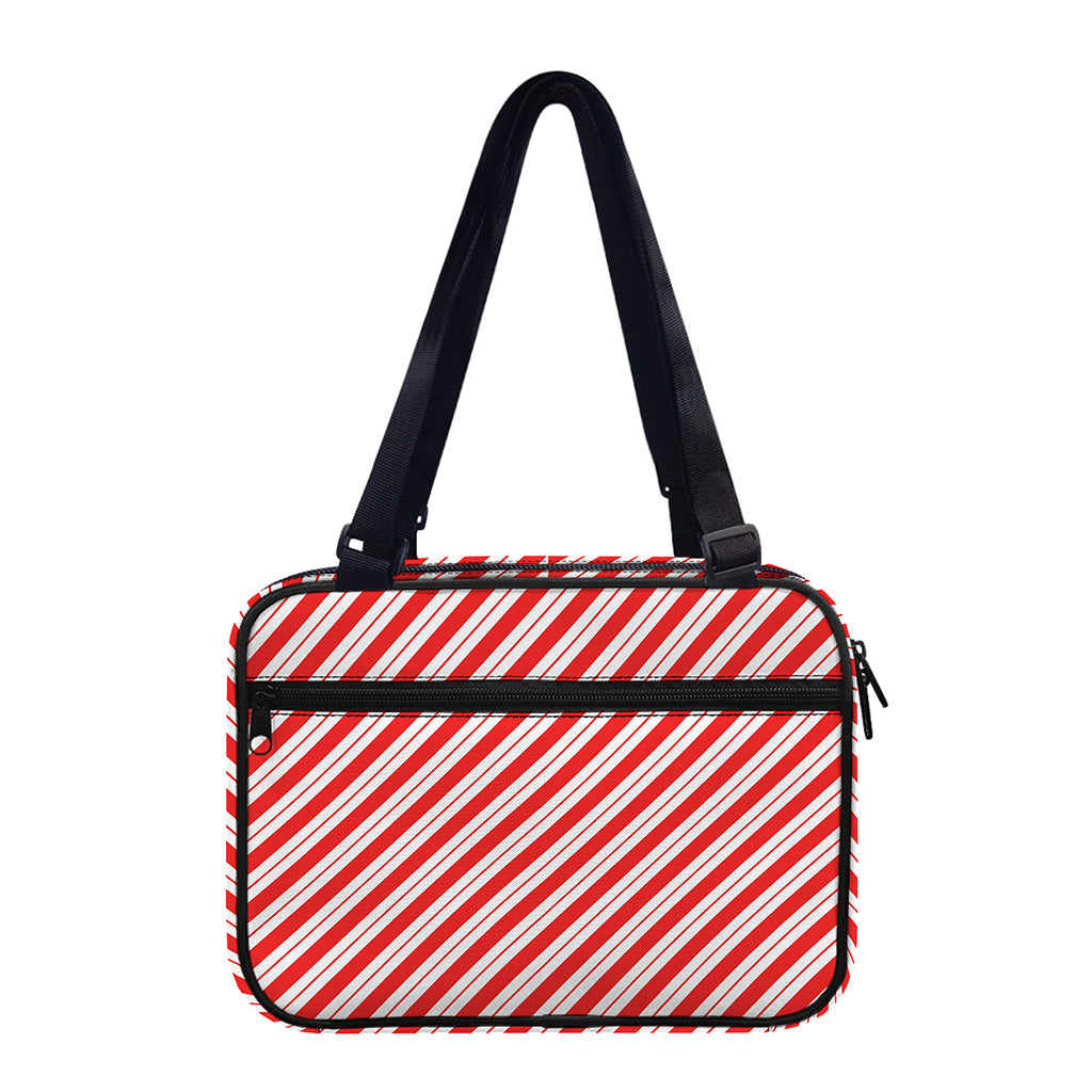 Red And White Candy Cane Stripes Print Double Strap Bible Bag