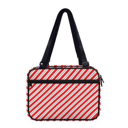 Red And White Candy Cane Stripes Print Double Strap Bible Bag