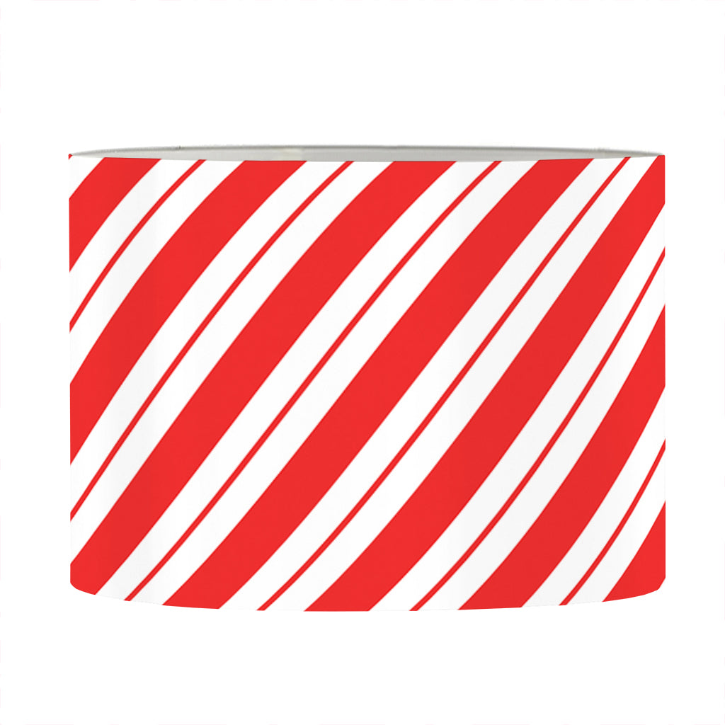 Red And White Candy Cane Stripes Print Drum Lamp Shade