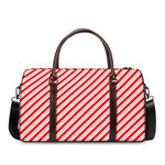 Red And White Candy Cane Stripes Print Duffle Bag