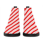 Red And White Candy Cane Stripes Print Flat Ankle Boots