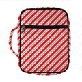 Red And White Candy Cane Stripes Print Front Pocket Bible Bag