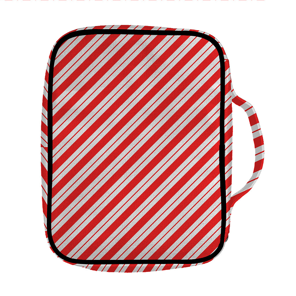 Red And White Candy Cane Stripes Print Front Pocket Bible Bag