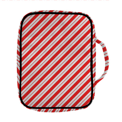 Red And White Candy Cane Stripes Print Front Pocket Bible Bag