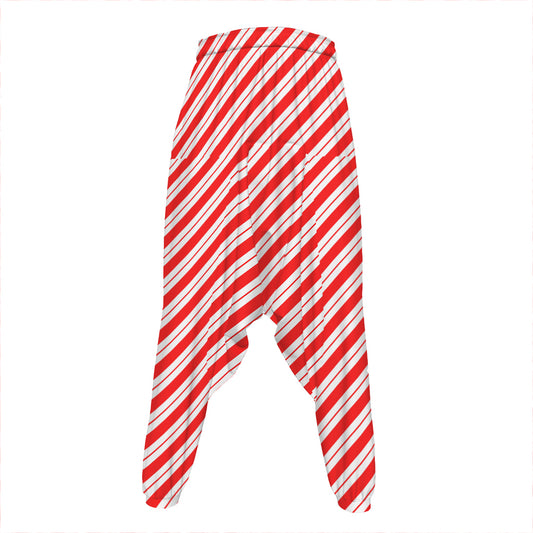 Red And White Candy Cane Stripes Print Hammer Pants