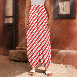 Red And White Candy Cane Stripes Print Harem Pants