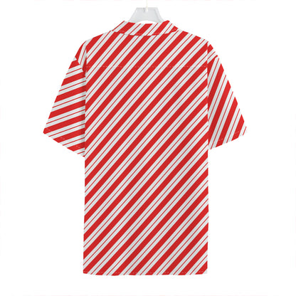 Red And White Candy Cane Stripes Print Hawaiian Shirt
