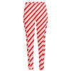 Red And White Candy Cane Stripes Print High-Waisted Pocket Leggings