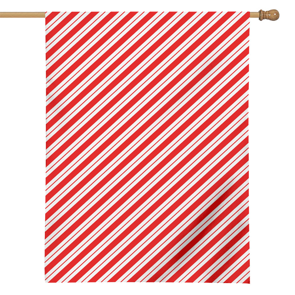 Red And White Candy Cane Stripes Print House Flag