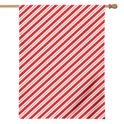 Red And White Candy Cane Stripes Print House Flag