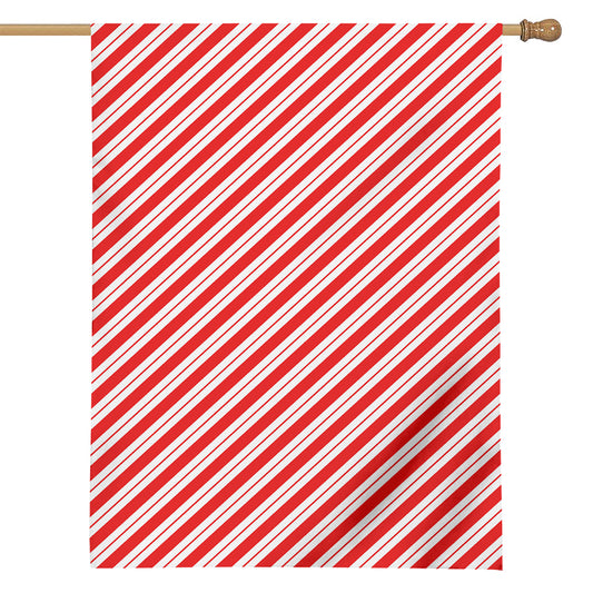 Red And White Candy Cane Stripes Print House Flag