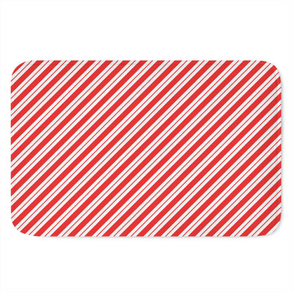 Red And White Candy Cane Stripes Print Indoor Door Mat