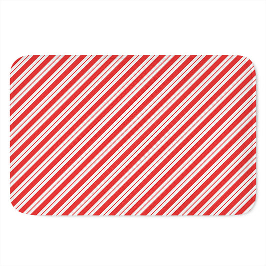 Red And White Candy Cane Stripes Print Indoor Door Mat