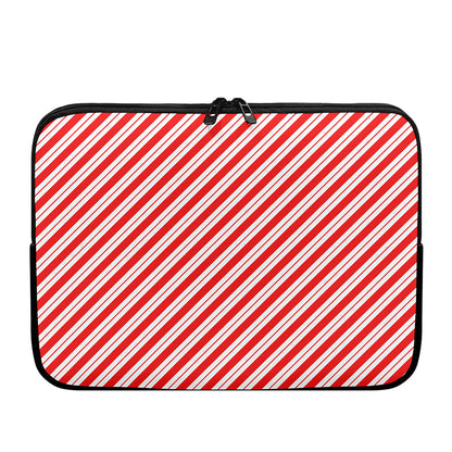 Red And White Candy Cane Stripes Print Laptop Sleeve