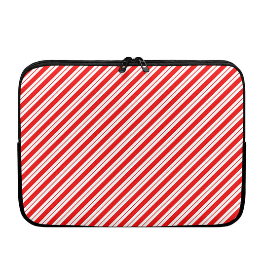 Red And White Candy Cane Stripes Print Laptop Sleeve