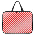 Red And White Candy Cane Stripes Print Laptop Sleeve With Handle