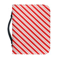 Red And White Candy Cane Stripes Print Leather Bible Cover