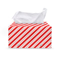 Red And White Candy Cane Stripes Print Leather Tissue Box Cover