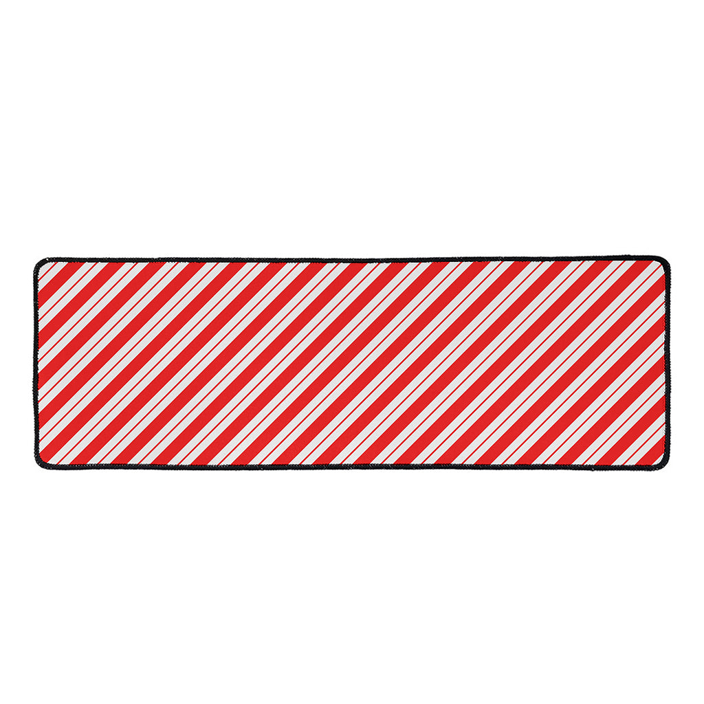 Red And White Candy Cane Stripes Print Long Kitchen Mat