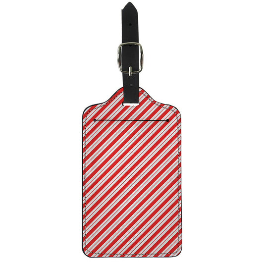 Red And White Candy Cane Stripes Print Luggage Tag