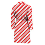 Red And White Candy Cane Stripes Print Men's Bathrobe