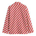 Red And White Candy Cane Stripes Print Men's Cotton Blazer