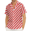 Red And White Candy Cane Stripes Print Men's Deep V-Neck Shirt