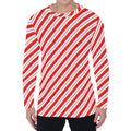 Red And White Candy Cane Stripes Print Men's Long Sleeve T-Shirt