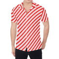 Red And White Candy Cane Stripes Print Men's Shirt