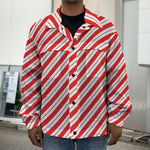 Red And White Candy Cane Stripes Print Men's Shirt Jacket