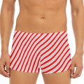 Red And White Candy Cane Stripes Print Men's Short Boxer Briefs