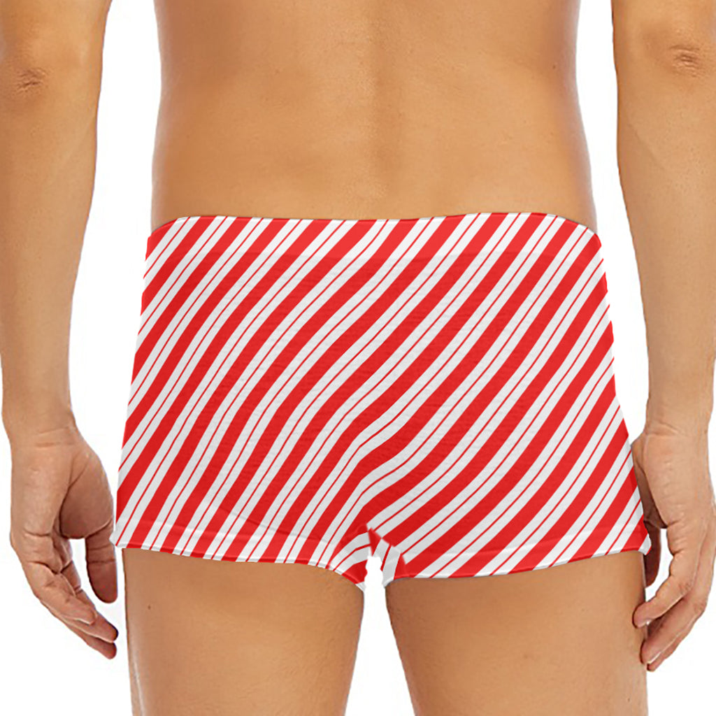 Red And White Candy Cane Stripes Print Men's Short Boxer Briefs