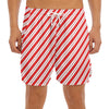 Red And White Candy Cane Stripes Print Men's Split Running Shorts