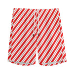 Red And White Candy Cane Stripes Print Men's Sports Shorts