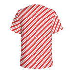 Red And White Candy Cane Stripes Print Men's Sports T-Shirt