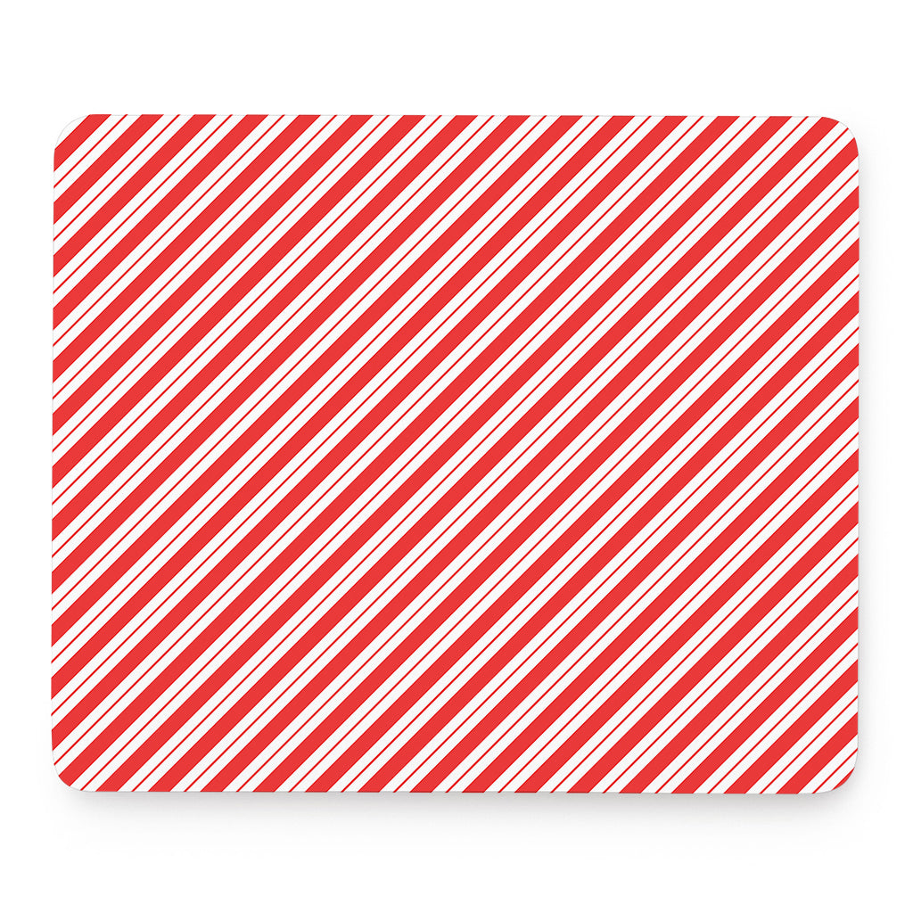 Red And White Candy Cane Stripes Print Mouse Pad