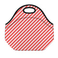 Red And White Candy Cane Stripes Print Neoprene Lunch Bag