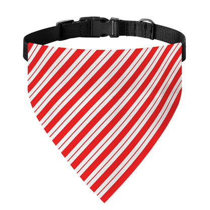 Red And White Candy Cane Stripes Print Over The Collar Dog Bandana