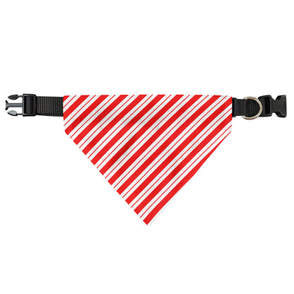 Red And White Candy Cane Stripes Print Over The Collar Dog Bandana