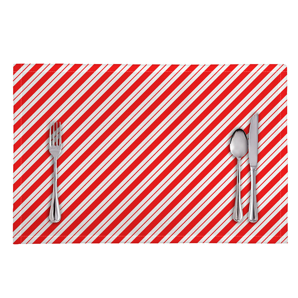 Red And White Candy Cane Stripes Print Placemat