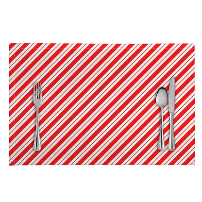 Red And White Candy Cane Stripes Print Placemat