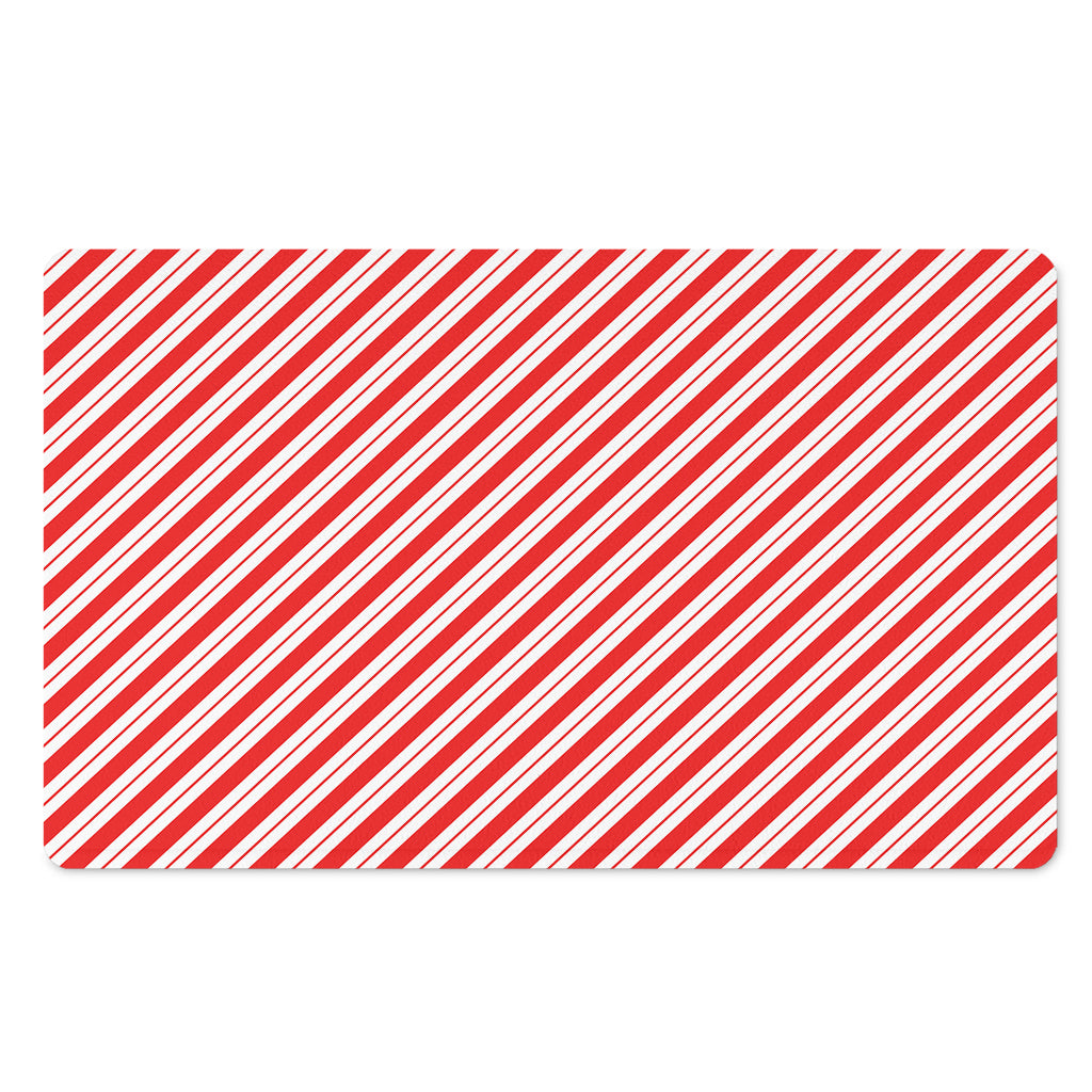 Red And White Candy Cane Stripes Print Polyester Doormat