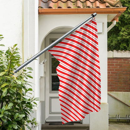 Red And White Candy Cane Stripes Print Polyester Flag