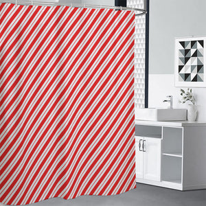 Red And White Candy Cane Stripes Print Premium Shower Curtain