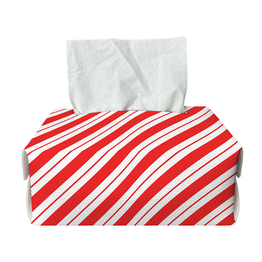 Red And White Candy Cane Stripes Print Rectangle Tissue Box Cover