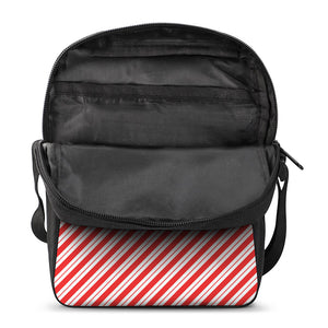 Red And White Candy Cane Stripes Print Rectangular Crossbody Bag